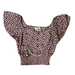 🌸 Monteau Los Angeles Women’s Floral Smocked Crop Top Size L